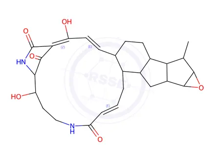 Chemical structure of 5,6,7,8,9,10,15a,16,17,17a,17b,18,18a,19a,19b,20,20a,20b-Octadecahydro-8,11-dihydroxy-18-methyl-9,12-methano-1H-oxireno[4,5]pentaleno[1,2-s]-5,10-benzodiazacycloheptadecine-4,13,21-trione
