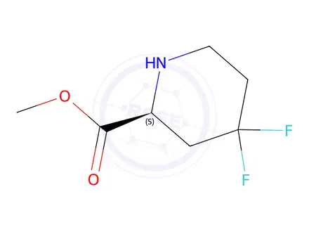 Chemical structure of 2-Piperidinecarboxylic acid, 4,4-difluoro-, methyl ester, hydrochloride,(2S)-