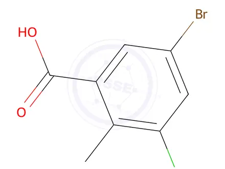 Chemical structure of 5-bromo-3-chloro-2-methylbenzoic acid