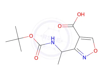 Chemical structure of 3-(1-{[(tert-butoxy)carbonyl]amino}ethyl)-1,2-oxazole-4-carboxylic acid