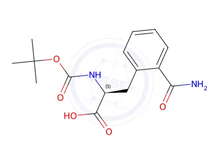 Chemical structure of (S)-2-((tert-Butoxycarbonyl)amino)-3-(2-carbamoylphenyl)propanoic acid