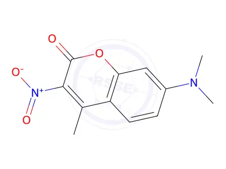 Chemical structure of 7-(Dimethylamino)-4-methyl-3-nitro-2H-1-benzopyran-2-one