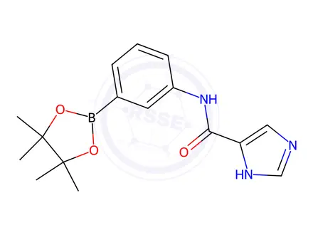 Chemical structure of N-[3-(4,4,5,5-Tetramethyl-1,3,2-dioxaborolan-2-yl)phenyl]-1H-imidazole-5-carboxamide