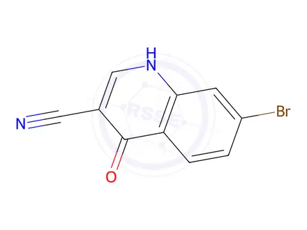 Chemical structure of 4-dihydro-4-oxo-7-bromo-1-3-Quinolinecarbonitrile