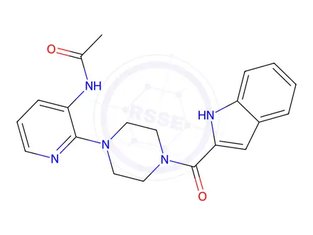 Chemical structure of N-(2-(4-(1H-Indole-2-carbonyl)piperazin-1-yl)pyridin-3-yl)acetamide