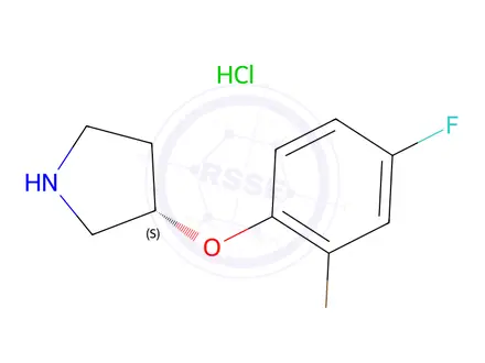 Chemical structure of (S)-3-(2-Bromo-4-fluorophenoxy)pyrrolidine hydrochloride