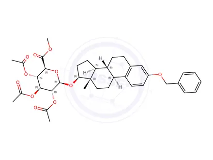 Chemical structure of 17β-Estradiol 3-O-Benzyl 17-(2,3,4-Tri-O-acetyl-β-D-glucuronide Methyl Ester)