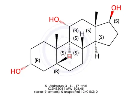 Chemical structure of 5β-Androstan-3α, 11α, 17β-triol