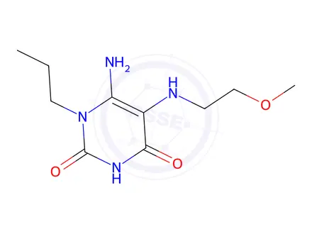 Chemical structure of 6-Amino-5-[(2-methoxyethyl)amino]-1-propyl-1,2,3,4-tetrahydropyrimidine-2,4-dione