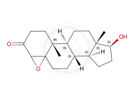 Chemical structure of 4,5-Epoxy-17-β-hydroxy-5-androstan-3-one