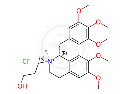Chemical structure of (1R,2S)-2-(3-Hydroxypropyl)-6,7-dimethoxy-2-methyl-1-(3,4,5-trimethoxybenzyl)-1,2,3,4-tetrahydroisoquinolin-2-ium Chloride