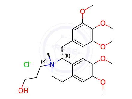 Chemical structure of (1R,2R)-2-(3-Hydroxypropyl)-6,7-dimethoxy-2-methyl-1-(3,4,5-trimethoxybenzyl)-1,2,3,4-tetrahydroisoquinolin-2-ium Chloride