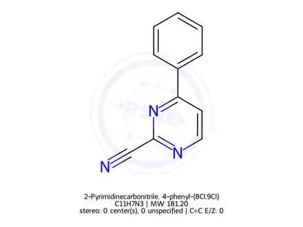 Chemical structure of 2-Pyrimidinecarbonitrile, 4-phenyl-(8CI,9CI)