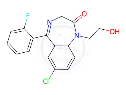 Chemical structure of 2-Hydroxyethylflurazepam solution