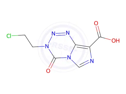 Chemical structure of 3-(2-chloroethyl)-4-oxo-3H-imidazo(5,1-d)-1,2,3,5-tetrazine-8-carboxylic acid