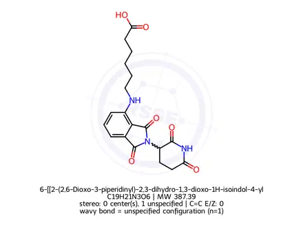 Chemical structure of 6-[[2-(2,6-Dioxo-3-piperidinyl)-2,3-dihydro-1,3-dioxo-1H-isoindol-4-yl]amino]hexanoic acid