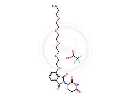 Chemical structure of Pomalidomide-PEG4-C2-NH2 (TFA)