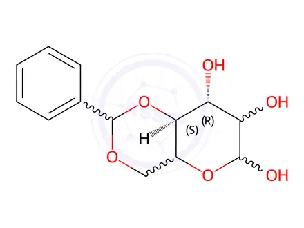 Chemical structure of 4,6-O-Benzylidene-D-glucopyranose