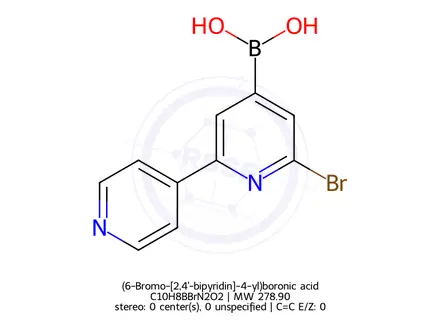 Chemical structure of (6-Bromo-[2,4'-bipyridin]-4-yl)boronic acid