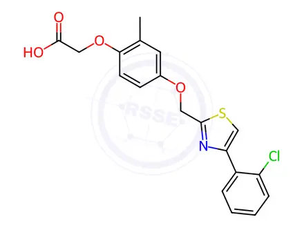 Chemical structure of Acetic acid, 2-[4-[[4-(2-chlorophenyl)-2-thiazolyl]methoxy]-2-methylphenoxy]-