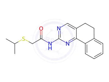 Chemical structure of N-(5,6-dihydrobenzo[h]quinazolin-2-yl)-2-(isopropylthio)acetamide