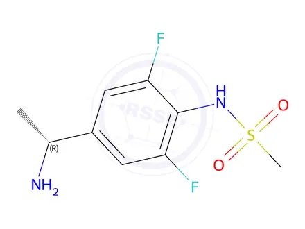 Chemical structure of (R)-N-(4-(1-aminoethyl)-2,6-difluorophenyl)methanesulfonamide