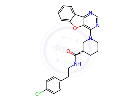 Chemical structure of 1-[1]benzofuro[3,2-d]pyrimidin-4-yl-N-[2-(4-chlorophenyl)ethyl]piperidine-3-carboxamide