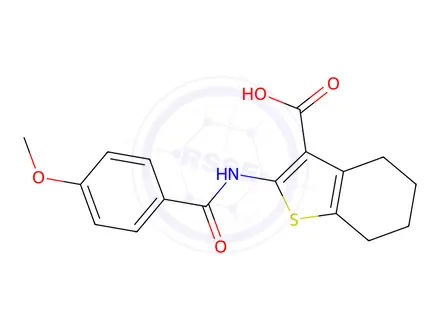 Chemical structure of 2-(4-Methoxy-benzoylamino)-4,5,6,7-tetrahydro-benzo[b]thiophene-3-carboxylic acid