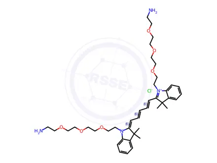 Chemical structure of Bis-(N,N'-amine-PEG3)-Cy5