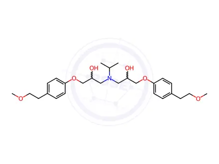 Chemical structure of 1,1’-[(1-Methylethyl)imino]bis[3-[4-(2-methoxyethyl)phenoxy]-2-propanol(Mixture of Diastereomers)