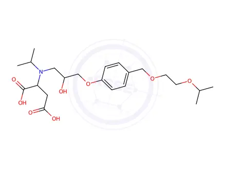 Chemical structure of 2-((2-hydroxy-3-(4-((2-isopropoxyethoxy)methyl)phenoxy)propyl)(isopropyl)amino)succinic acid