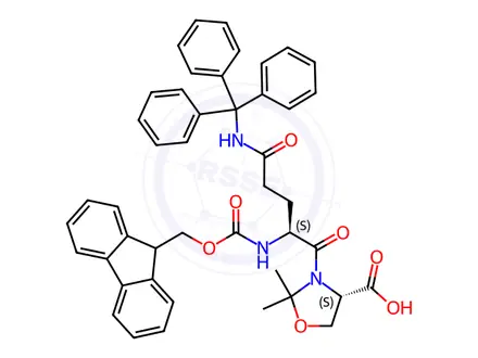 Chemical structure of Fmoc-Gln(Trt)-Ser(psi(Me,Me)pro)-OH