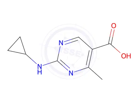 Chemical structure of 2-(Cyclopropylamino)-4-methylpyrimidine-5-carboxylic acid