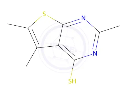 Chemical structure of 2,5,6-trimethylthieno[2,3-d]pyrimidine-4-thiol
