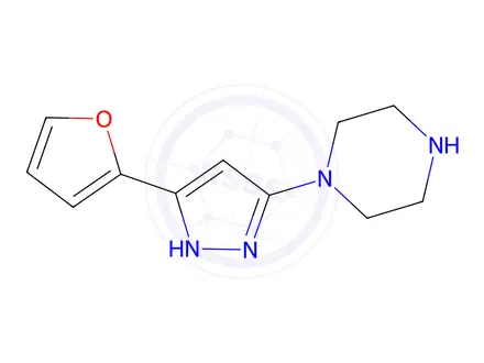 Chemical structure of 1-(5-(Furan-2-yl)-1h-pyrazol-3-yl)piperazine
