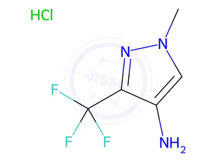 Chemical structure of 1-Methyl-3-(trifluoromethyl)-1H-pyrazol-4-amine Hydrochloride