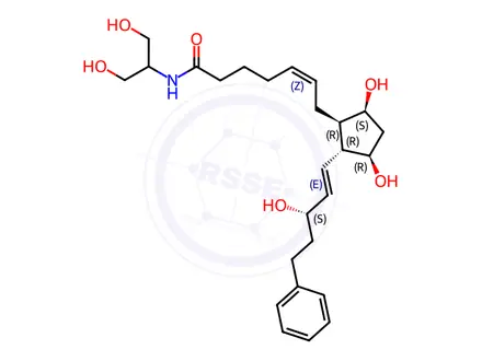 Chemical structure of (Z)-7-[(1R,2R,3R,5S)-3,5-dihydroxy-2-[(E,3S)-3-hydroxy-5-phenylpent-1-enyl]cyclopentyl]-N-(1,3-dihydroxypropan-2-yl)hept-5-enamide
