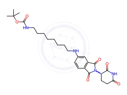 Chemical structure of Carbamic acid, N-[8-[[2-(2,6-dioxo-3-piperidinyl)-2,3-dihydro-1,3-dioxo-1H-isoindol-5-yl]amino]octyl]-, 1,1-dimethylethyl ester
