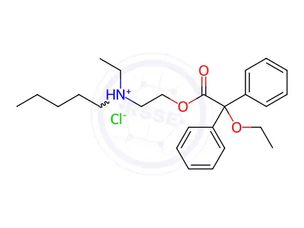Chemical structure of Acetic acid, 2,2-diphenyl-2-ethoxy-, (2-(N-ethyl-N-pentylamino)ethyl) ester, hydrochloride