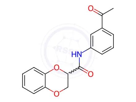 Chemical structure of N-(3-acetylphenyl)-2,3-dihydrobenzo[b][1,4]dioxine-2-carboxamide
