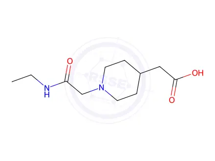Chemical structure of 2-{1-[(ethylcarbamoyl)methyl]piperidin-4-yl}acetic acid