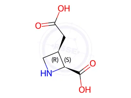 Chemical structure of (2S,3S)-trans-3-(Carboxymethyl)-azetidine-2-acetic Acid