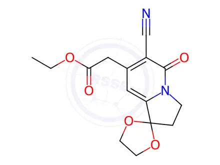 Chemical structure of 6’-Cyano-2’,3’-dihydro-5’-oxo-spiro[1,3-dioxolane-2,1’(5’H)-indolizine]-7’-acetic Acid Ethyl Ester