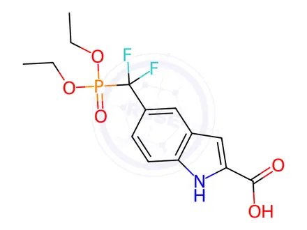 Chemical structure of 5-​[(Diethoxyphosphinyl​)​difluoromethyl]​-1H-​indole-​2-​carboxylic Acid
