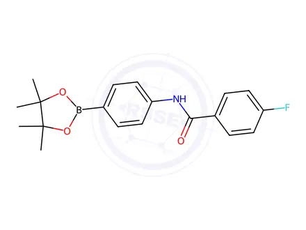 Chemical structure of 4-Fluoro-N-(4-(4,4,5,5-tetramethyl-1,3,2-dioxaborolan-2-yl)phenyl)benzamide