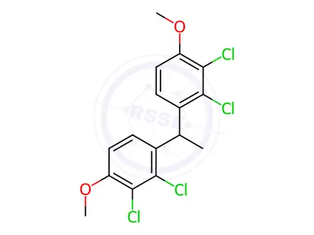 Chemical structure of 4,4'-(Ethane-1,1-diyl)bis(2,3-dichloro-1-methoxybenzene)