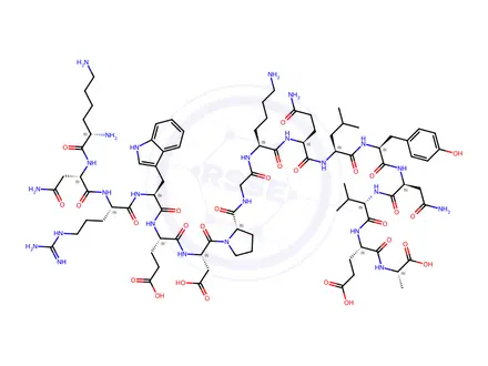 Chemical structure of L-Alanine, L-lysyl-L-asparaginyl-L-arginyl-L-tryptophyl-L-α-glutamyl-L-α-aspartyl-L-prolylglycyl-L-lysyl-L-glutaminyl-L-leucyl-L-tyrosyl-L-asparaginyl-L-valyl-L-α-glutamyl