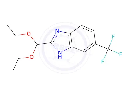Chemical structure of 2-(diethoxymethyl)-6-(trifluoromethyl)-1H-benzimidazole