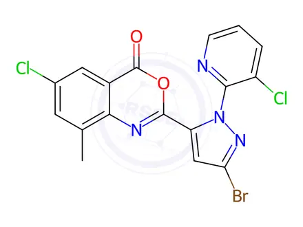 Chemical structure of 2-(3-Bromo-1-(3-chloropyridin-2-yl)-1H-pyrazol-5-yl)-6-chloro-8-methyl-4H-benzo[d][1,3]oxazin-4-one