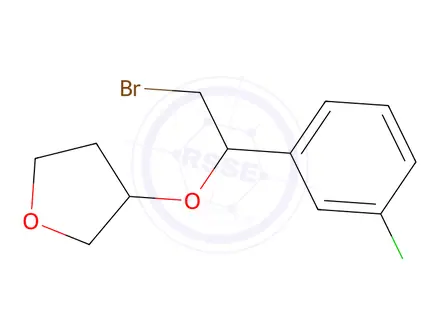 Chemical structure of 3-(2-Bromo-1-(3-chlorophenyl)ethoxy)tetrahydrofuran